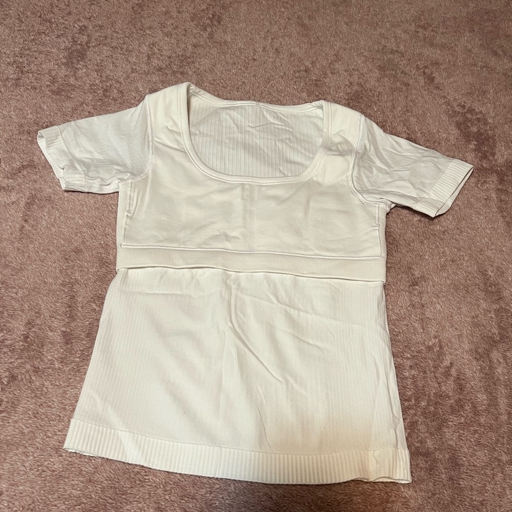 White Ribbed Women's Top - Picture 3 of 4